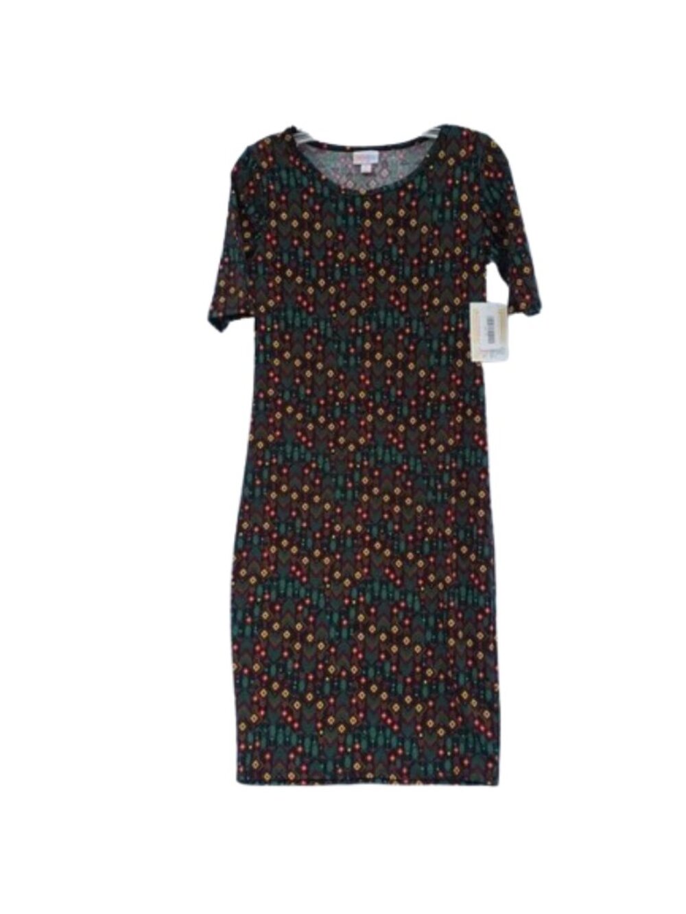 LuLaRoe Julia Dress NWT Multicolored Geometric Sheath Fitted Size XS